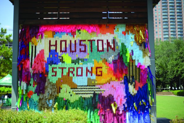 Artists installed this Houston exhibit post-Harvey. Photo by Megan Riley.