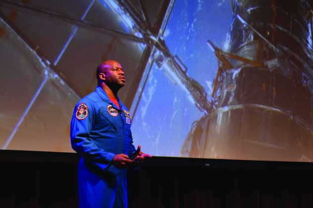 Melvin spoke to the Kinkaid Upper School during assembly on Oct. 4. Photo by Emma Stout.