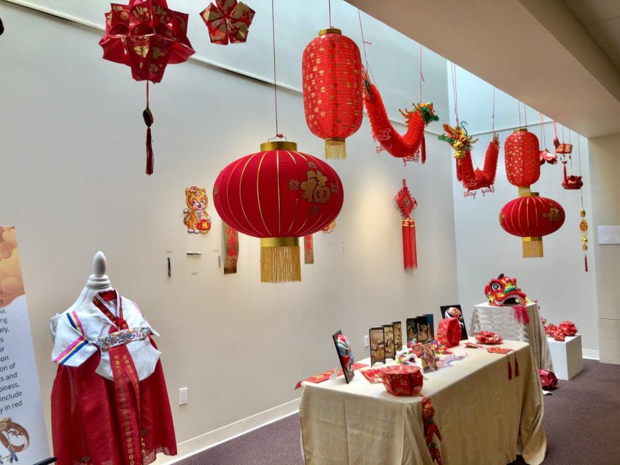 The lunar new year display in the Student Life Building