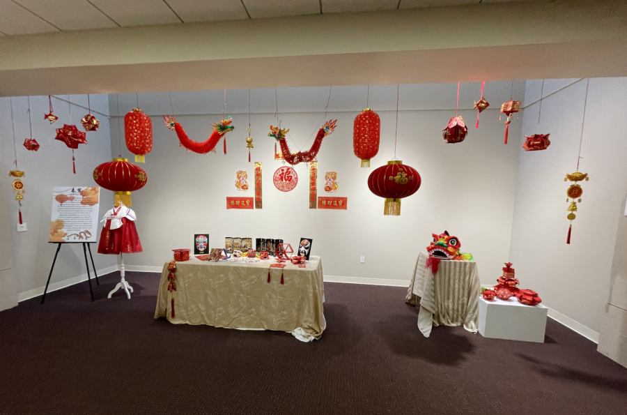 The Lunar New Year exhibit was created by the Chinese Club. 