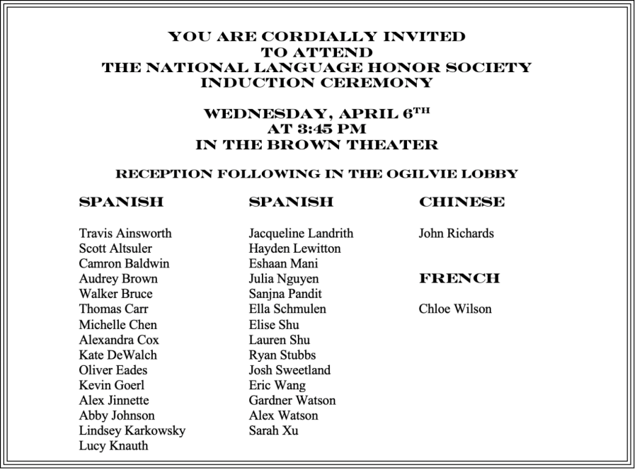 The list of students who were honored as new inductees.