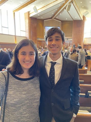Canaan Estes and Tali Kalmans, both seniors and Jewish students, attend services at Congregation Emanu El. 