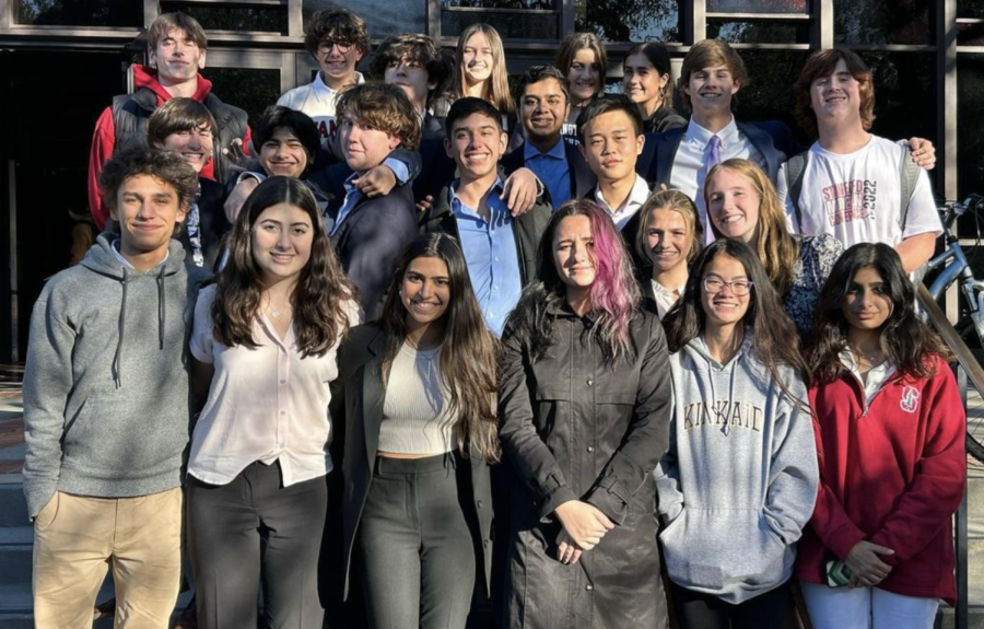 Students pose during the Stanford Model UN conference.