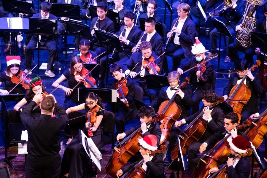 The Upper School orchestra performed during the Margaret Kinkaid concert.