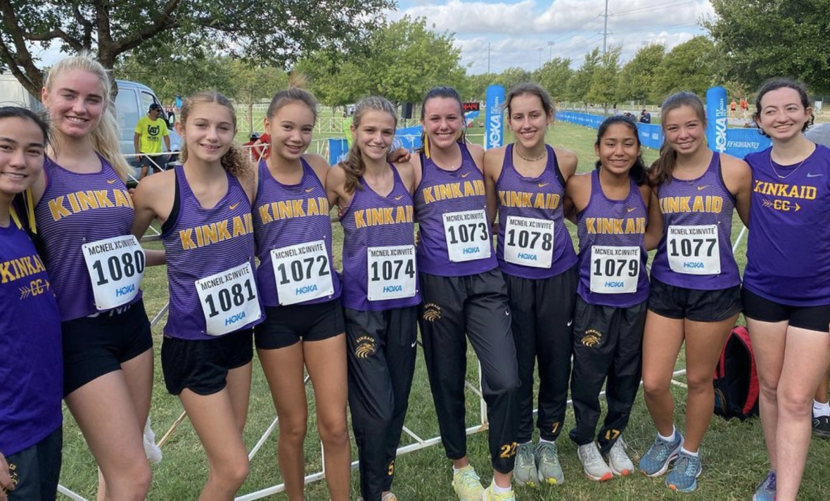 The girls cross country team poses at the McNeil Hoka Invitational, which took place on Sep. 22 and Sep. 23.