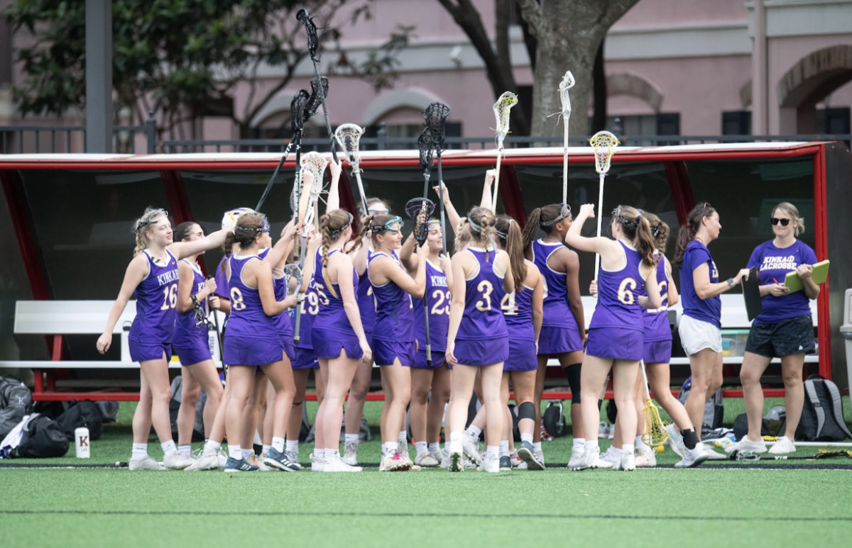 Girls Varsity Lacrosse team preparing to play a game at St. Johns on April 23.