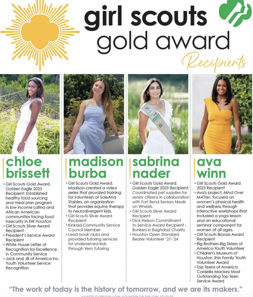 The official Girl Scouts of America press release features Chloe Brissett, Madison Burba, Sabrina Nader and Ava Winn.