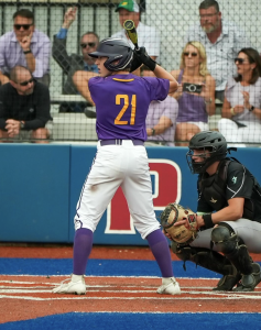 Sophomore Tanner Nyveen steps up to bat in round one of the Southwest Preparatory Conference playoffs.