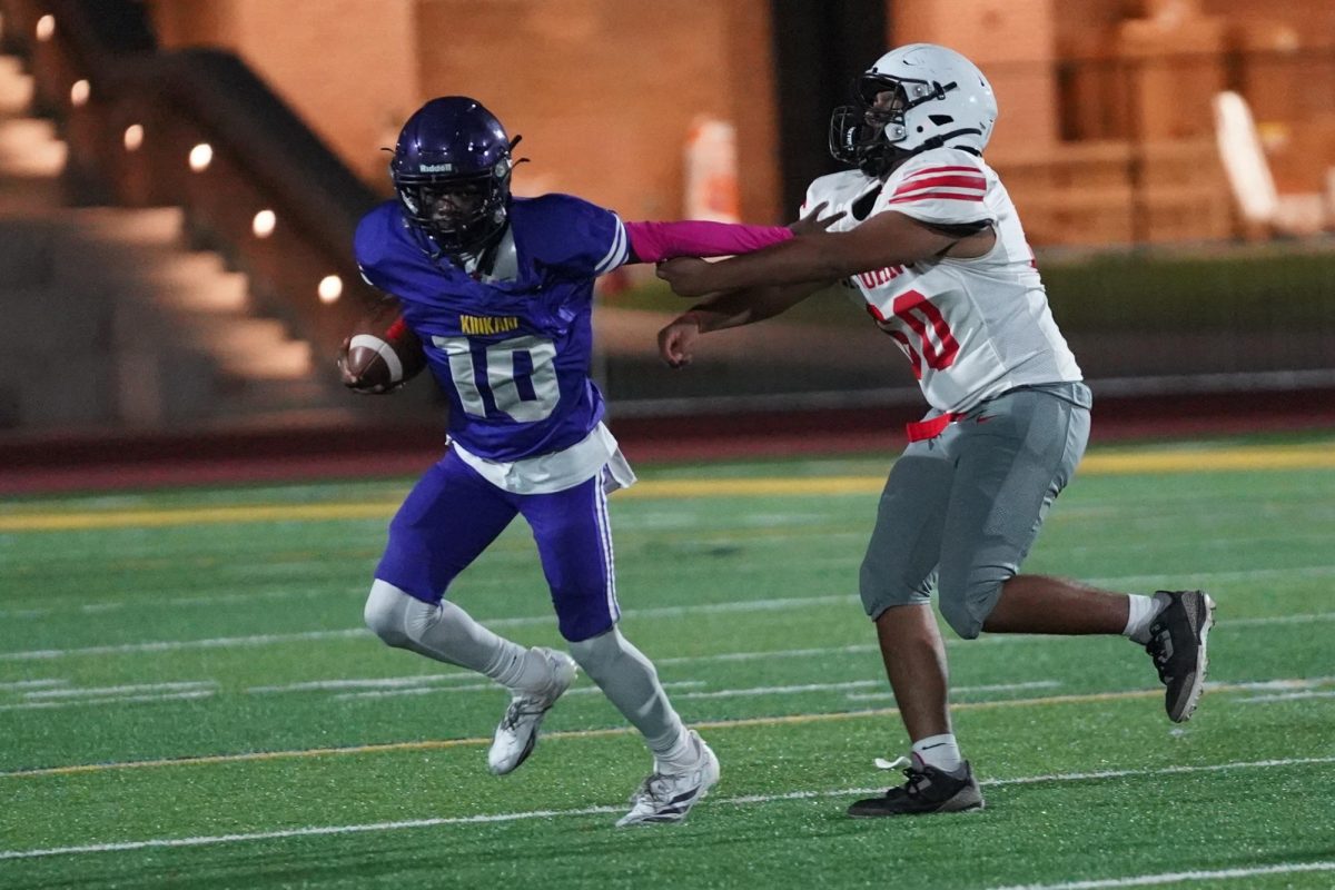 Freshman Danny Harvey sprints downfield on a strong punt return. The big run set Kinkaid up at the 25-yard line, putting them in perfect position to score.
“It was my last game of the year, and we were about to win our eighth game of the season,” Harvey said, reflecting on the moment.

