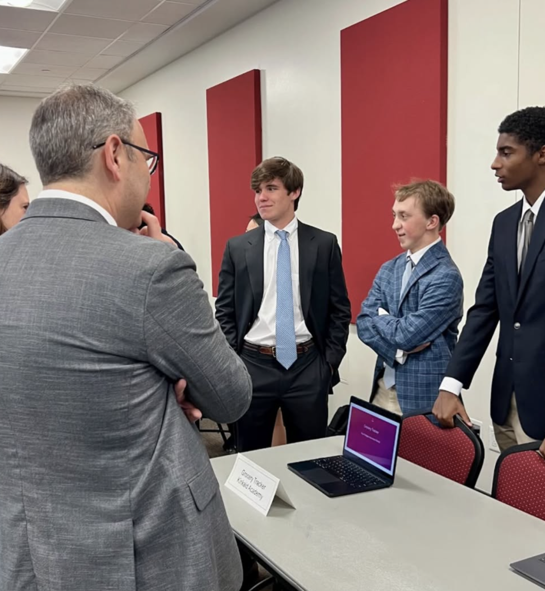 Seniors JP Reckling, Harris Lingle and Chase Flowers pitch their minimum viable products to evaluators at University of Houston's Entrepreneurship Program. “It was good experience and I really got hands on learning with dealing with people and learning how to pitch my product it made me more comfortable overall with public speaking”, Reckling said.